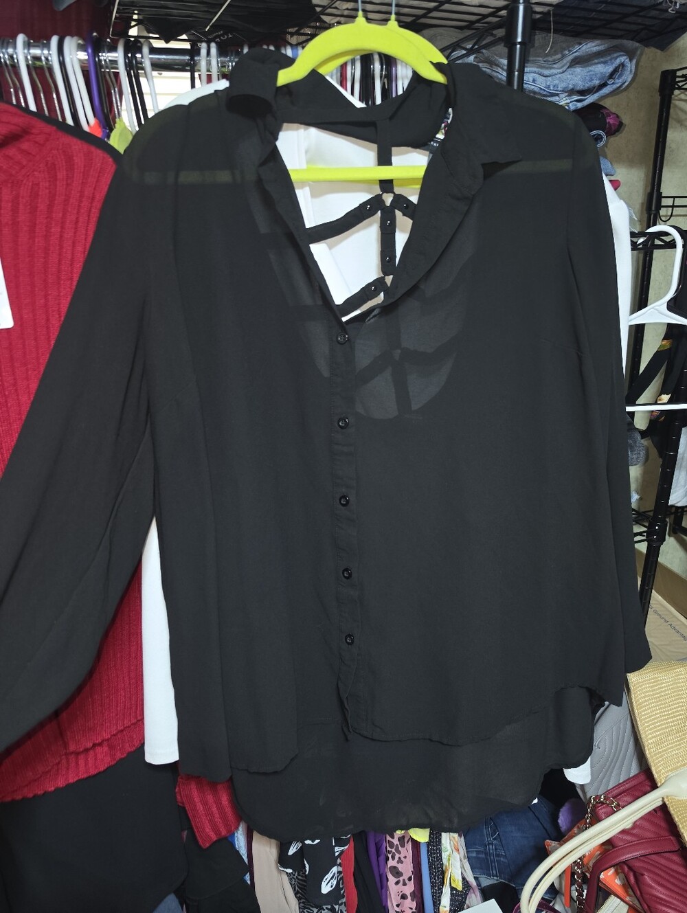 Like new TORRID Button-Front Blouse with Strappy Open Cage Back 1x